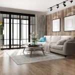 3d rendering loft luxury living room with bookshelf