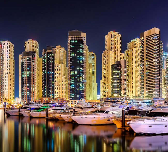 colorful night dubai marina skyline luxury yacht 2024 12 04 19 09 18 utc 1