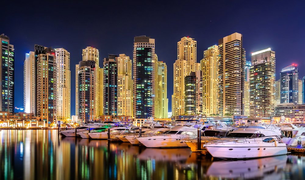 colorful night dubai marina skyline luxury yacht 2024 12 04 19 09 18 utc 1